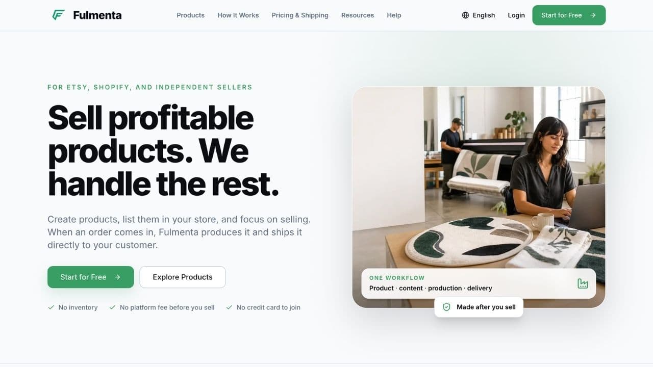 Fulmenta — create, sell, and fulfil custom products on demand